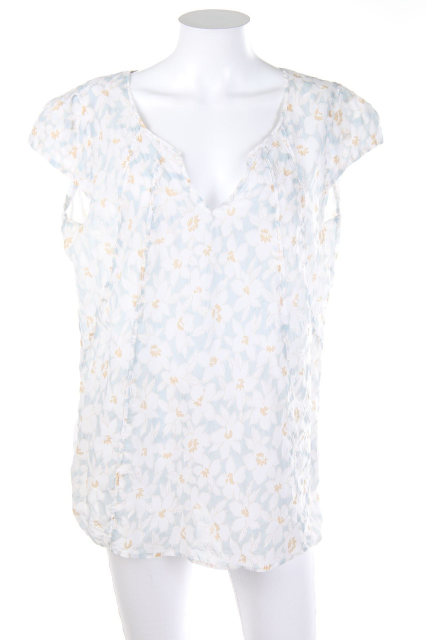 fleur de sel - Shortsleeve Blouse with floral print with Silk - D 44