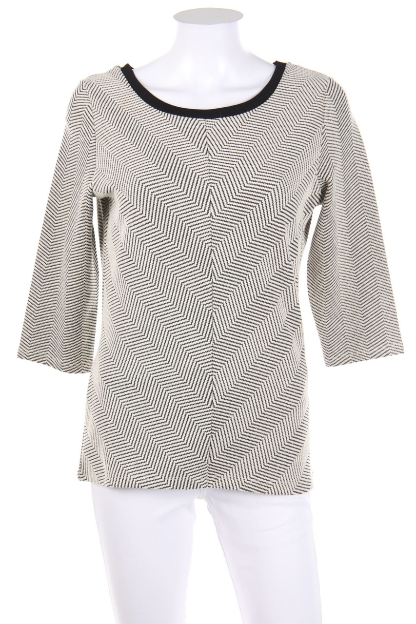 NAF NAF - Glitzer-3/4-Arm-Shirt mit Chevron-Streifen - M