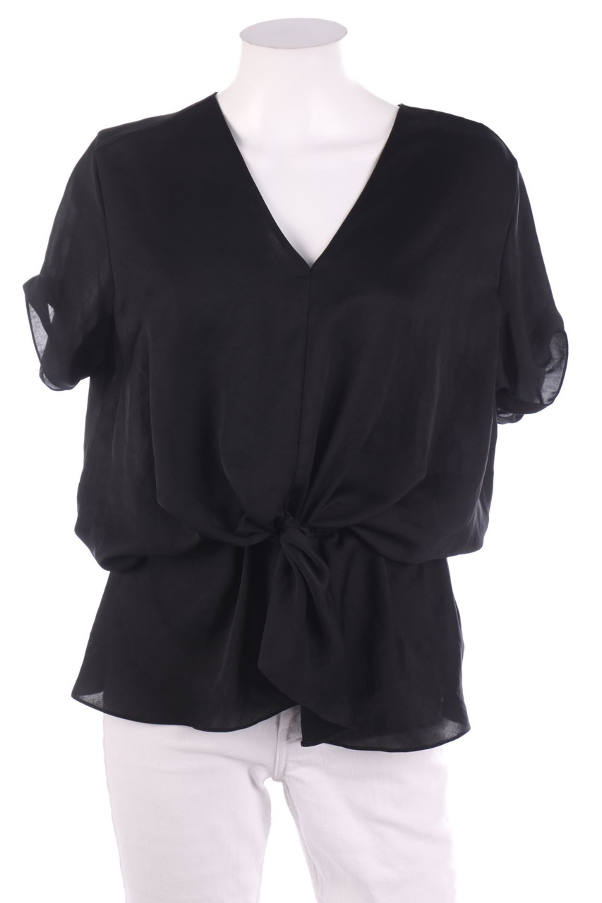 CARVEN - Satin-Kurzarm-Bluse mit Drapierung - D 38