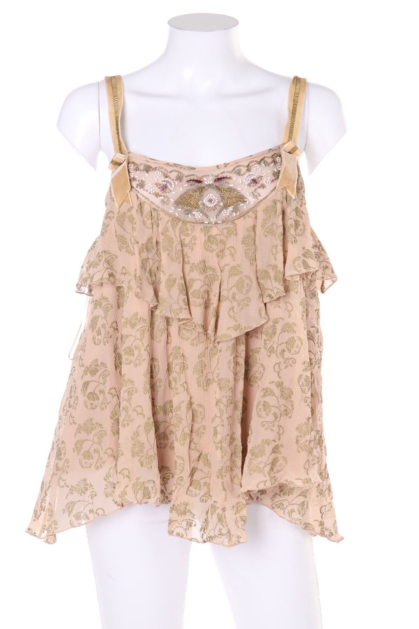 MANGO - Top aus Seide mit Perlen - L