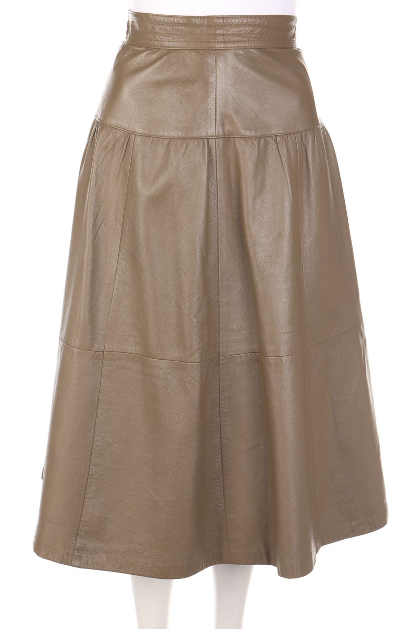 VINTAGE - Faux Leather-Vintage-Midi Skirt - D 36