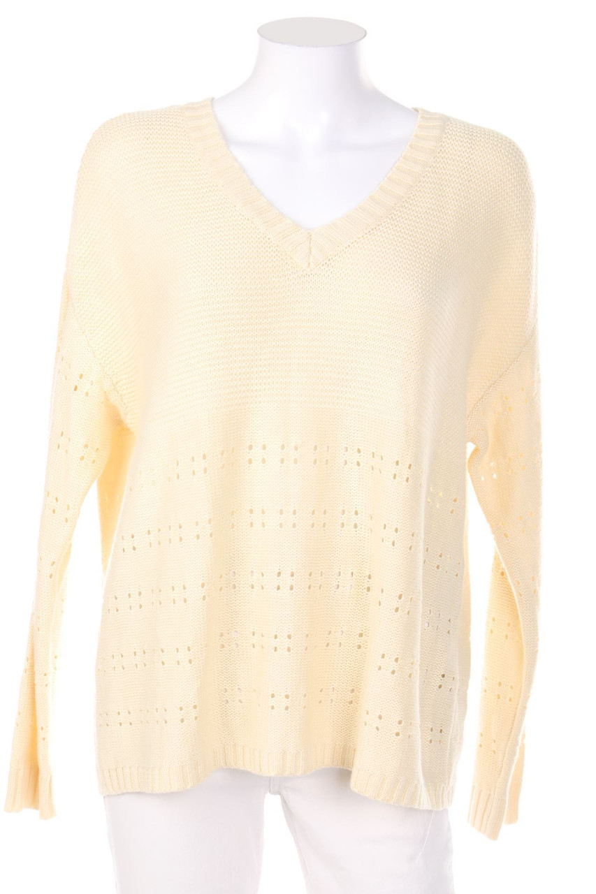 manoukian - Cropped-Sleeve V-Neck Pullover with wool - M