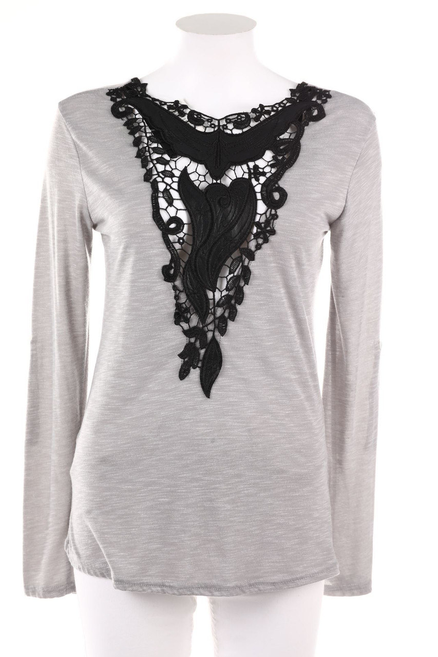 VERT de RAGE - Longsleeve-Shirt mit Häkelspitze aus Viskose-Mix - S