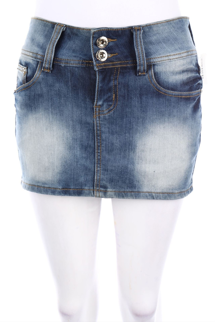 No Label - Denim Mini Skirt, Used look - M