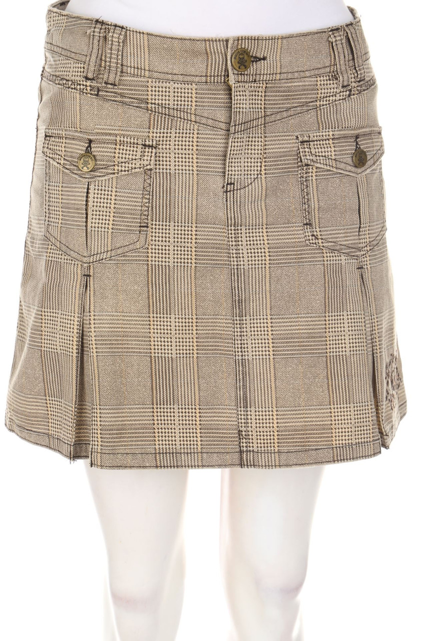 Sublevel - Mini-Pleated Skirt, Cotton, Checked - XS