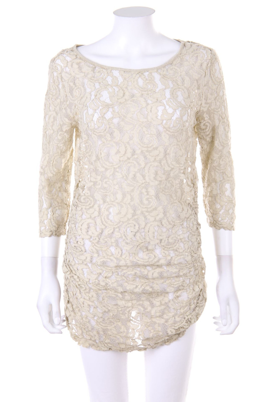 Street One - Spitzen-Cropped-Shirt mit Raffungen - D 38