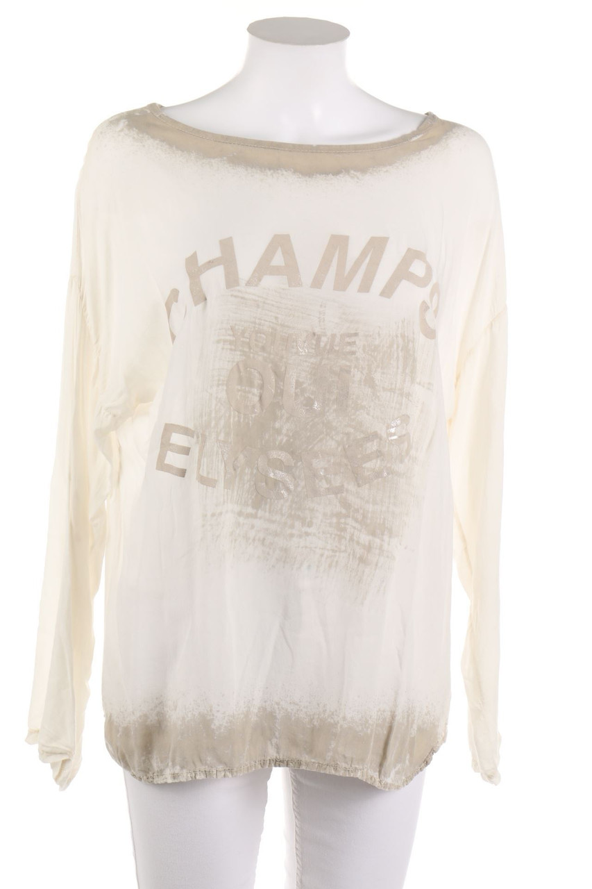 No Label - Blouse with Roll-up Sleeves with Print - L