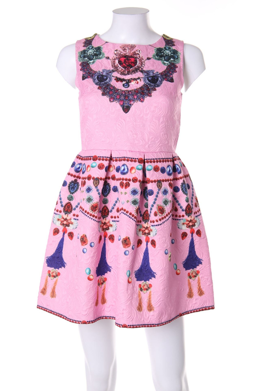 No Label - Patterned Dress, Pleated - S