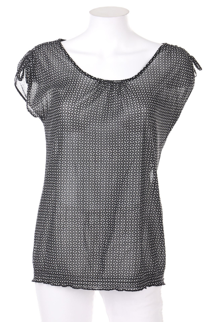 ESPRIT - Muster-Shirt aus Mesh mit Raffungen - S