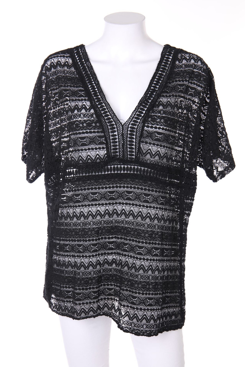 TODAY - Batwing Shirt, Lace with Deep Plunge Neckline - S