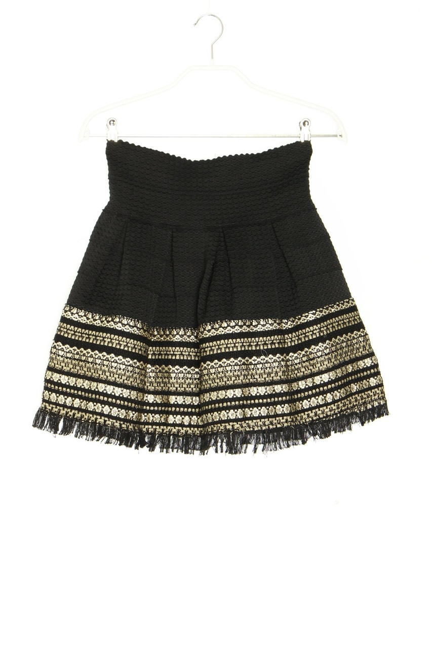 LM LULU - Pleated Mini-Skirt with Fringes - S