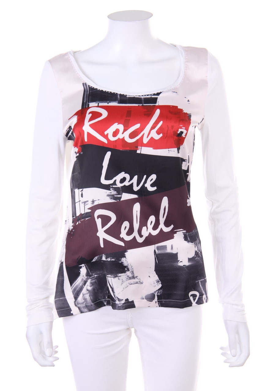 comma - Longsleeve-Shirt mit Print - D 36