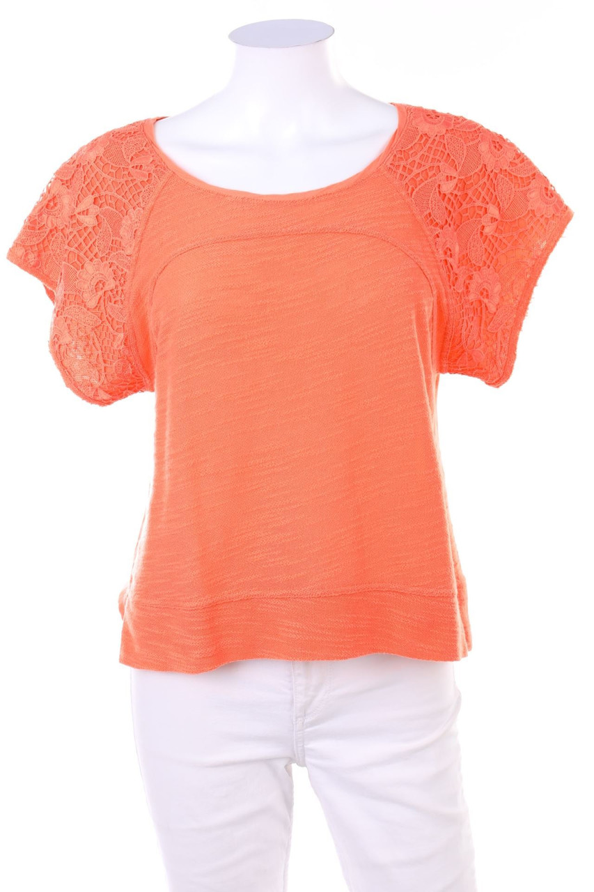 ZARA W&B - Kurzarm-Shirt mit Häkelspitze - S