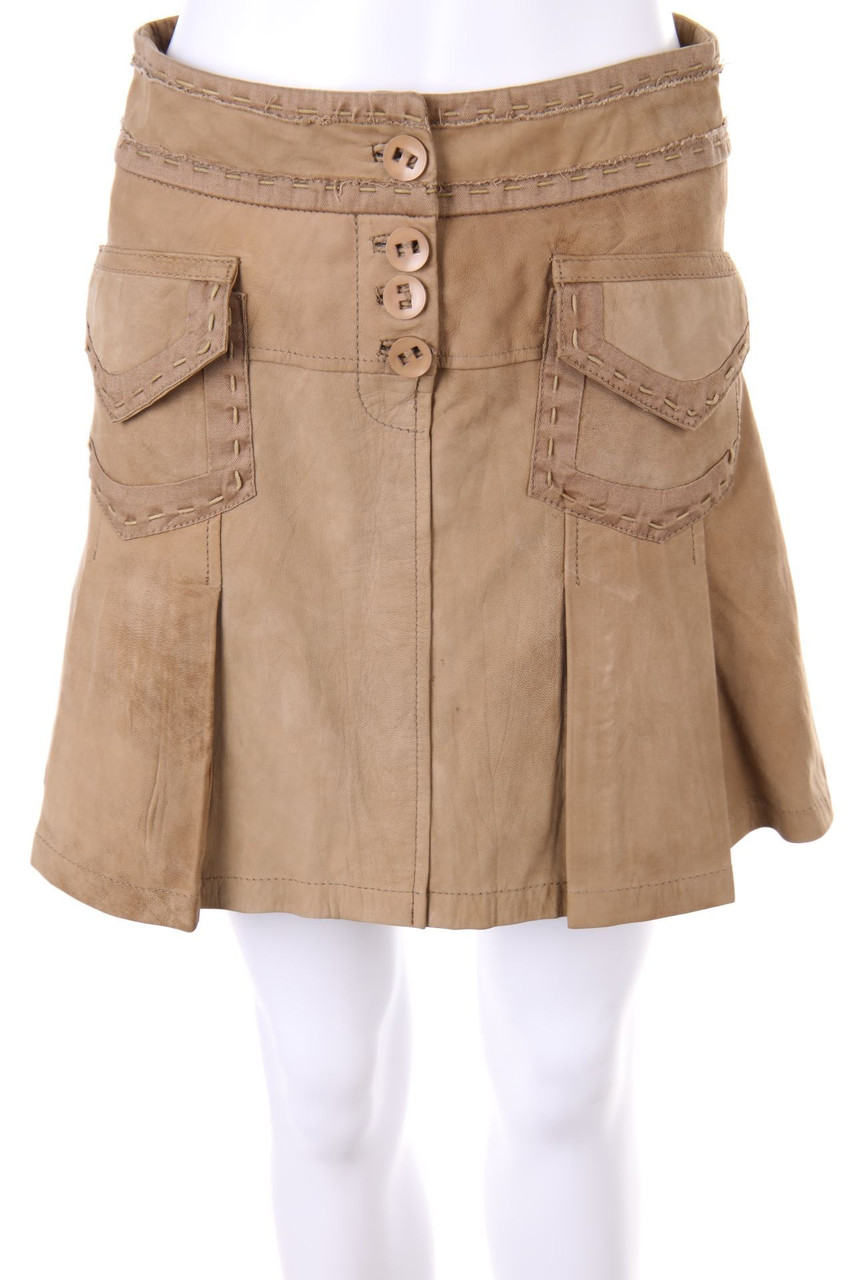 promod - Lederrock mit Falten mit aufgesetzten Taschen - D 34