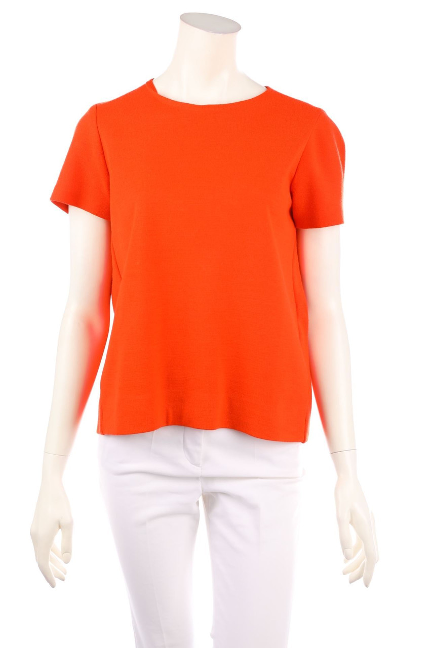 maje - Shortsleeve Blouse, Wool-Blend with Zipper Closure - D 36