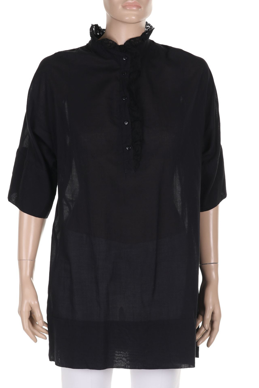 sandro - Tunika-Bluse mit Spitze - D 36