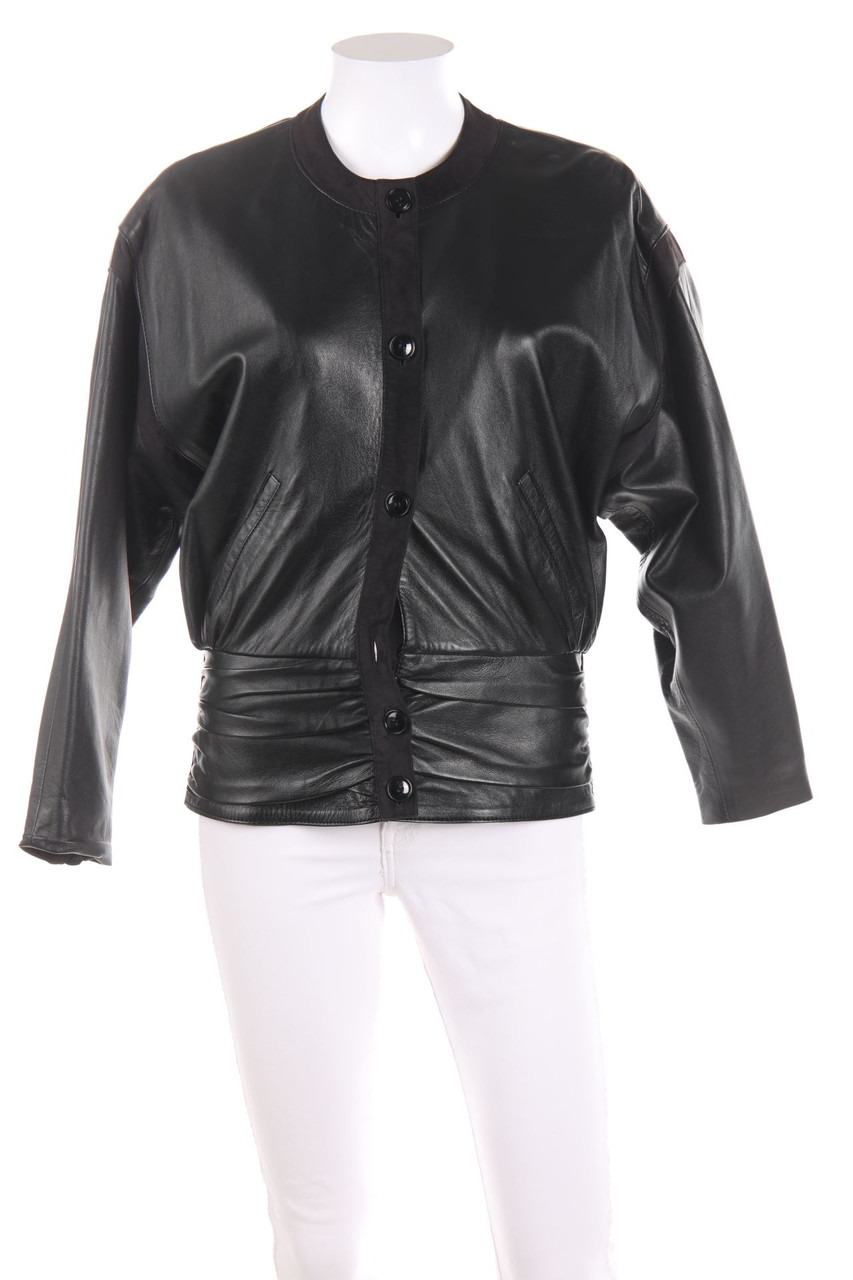 VINTAGE - Vintage-Lederjacke mit Raffungen - D 40