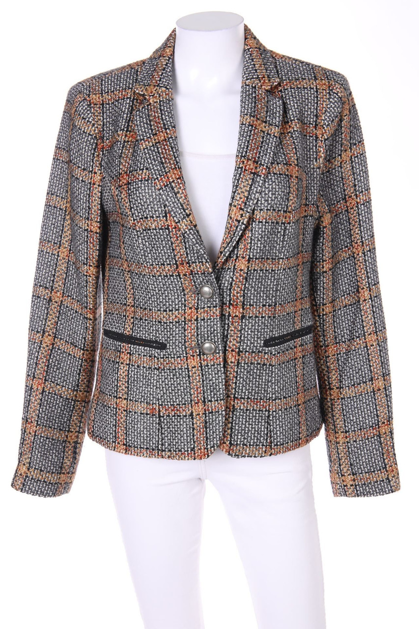 No Label - Checked Blazer with Elbow Patches - S