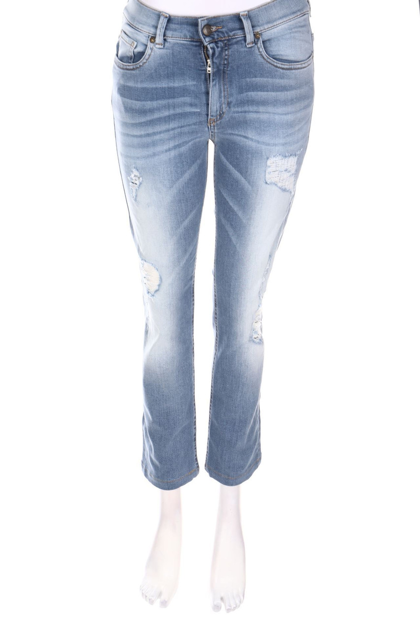 SISLEY - Distressed Straight Cut Jeans mit Stretch - W28