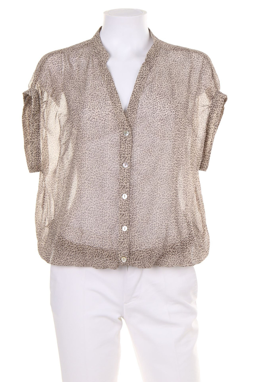 PULL&BEAR - Kurzarm-Bluse mit Leo-Print - M