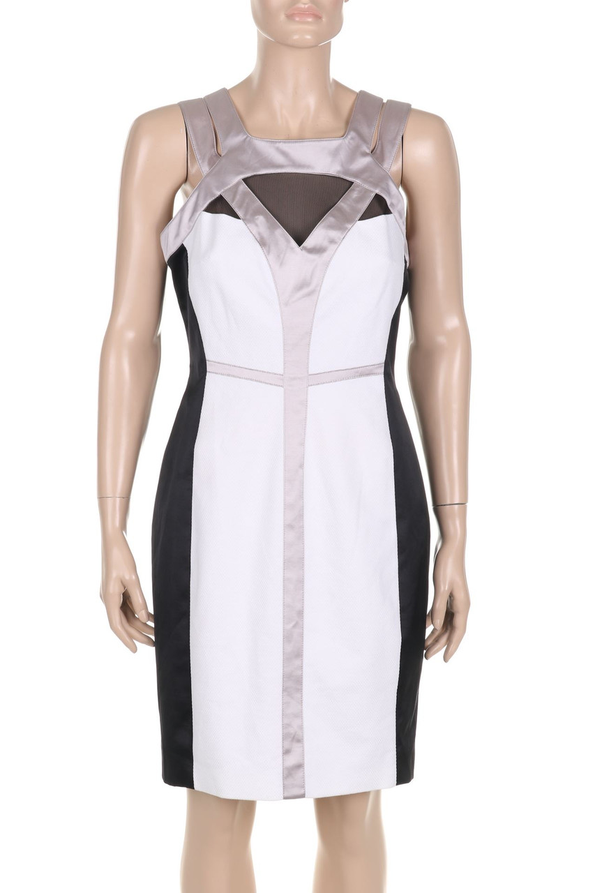 KAREN MILLEN - Sheath-Sheath Dress, Cotton with Stretch - D 40