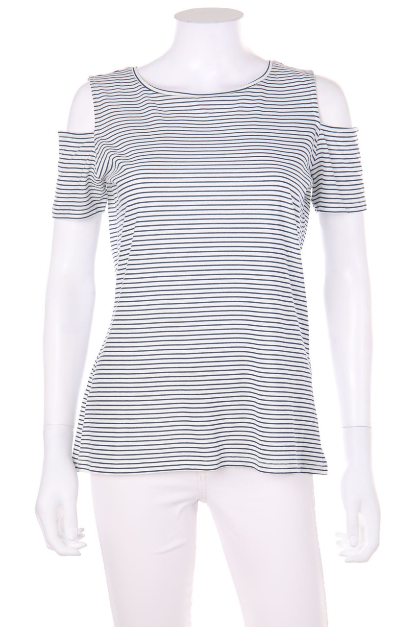 promod - Kurzarm-Shirt mit Streifen mit Cut-outs - D 38-40