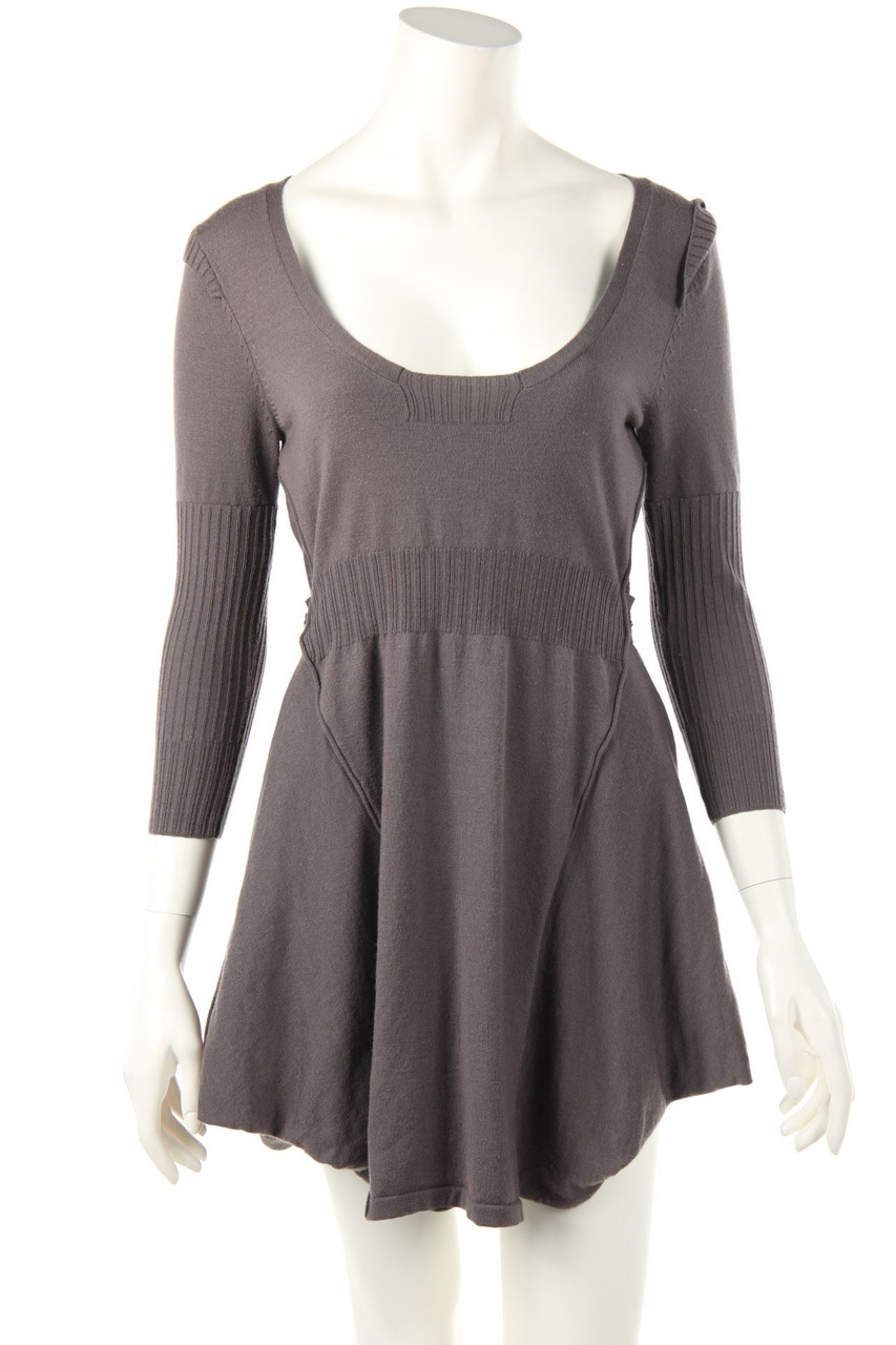 KAREN MILLEN - Knit Dress, Wool-Blend with Logo Buttons - D 34