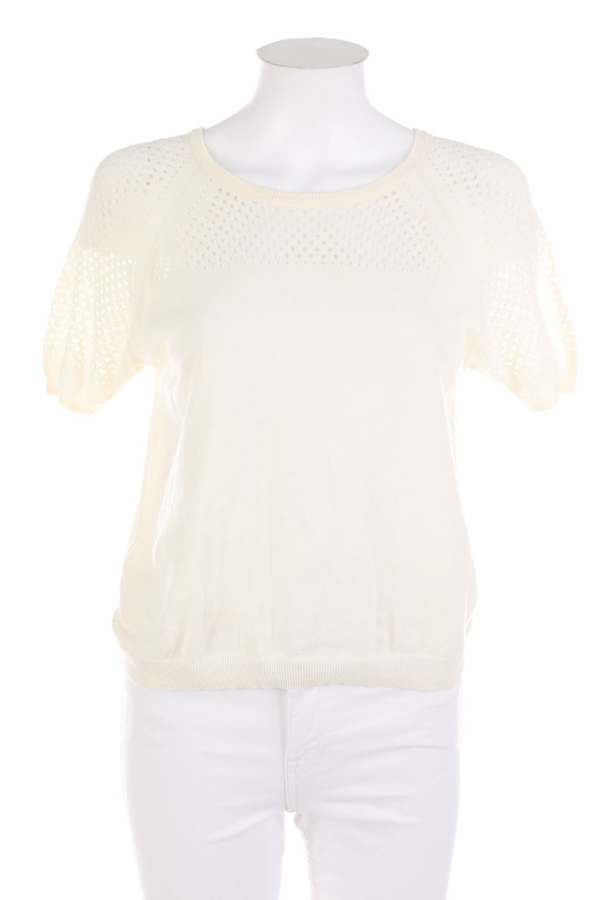MOD CLASS - Cotton Shortsleeve Pullover with Open Knit Details - S