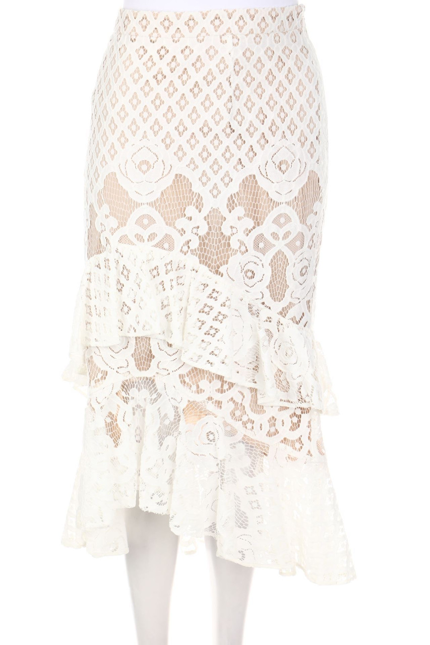 Chelsea28 - Midi-Lace-Midi Skirt, Layer Look with Volants - L