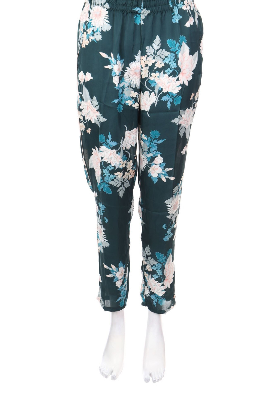 women´secret - Satin-Hose mit Blumen-Print mit Paspelierung - M