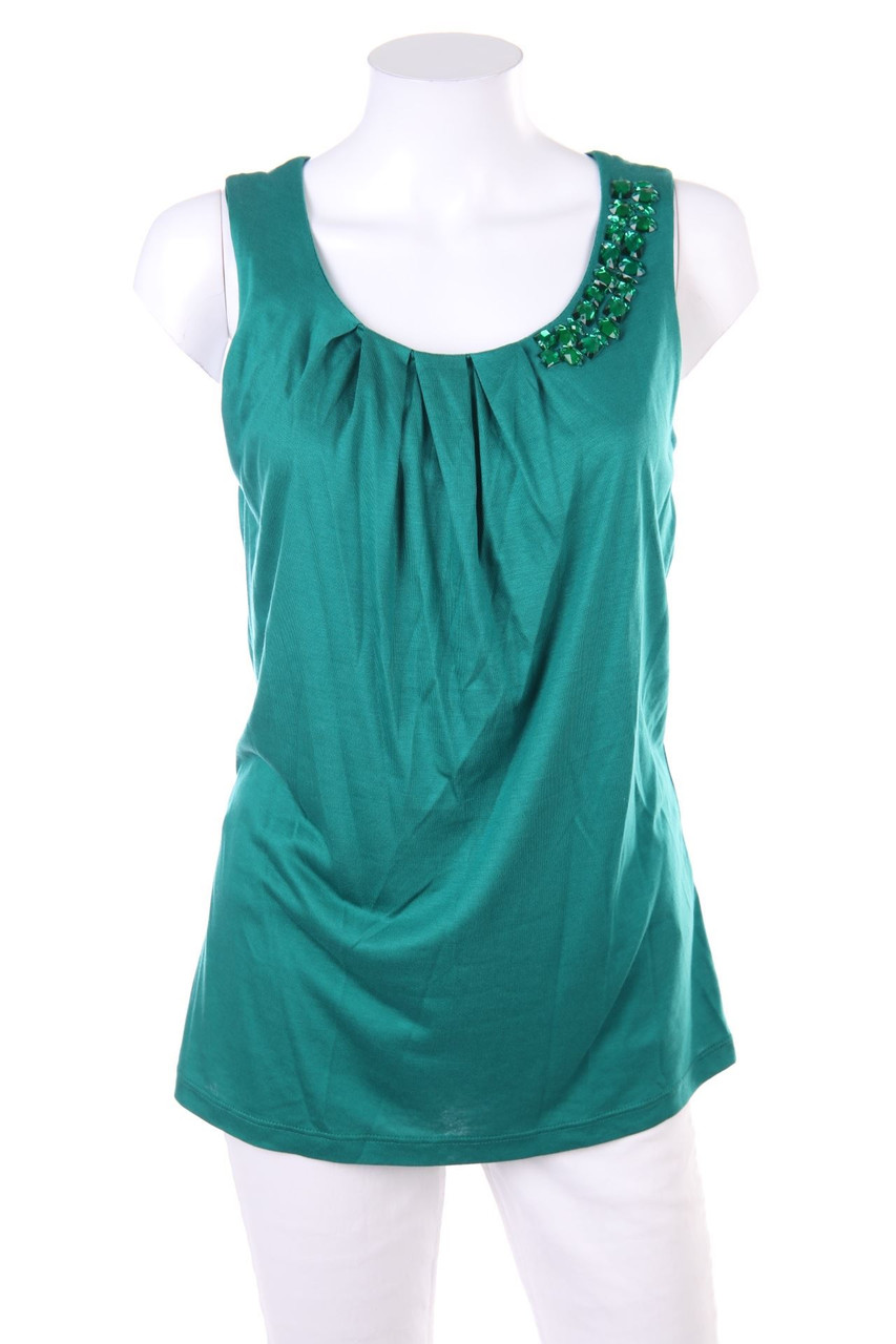 H&M CONSCIOUS - Top mit Falten mit Schmuckstein-Applikation - S