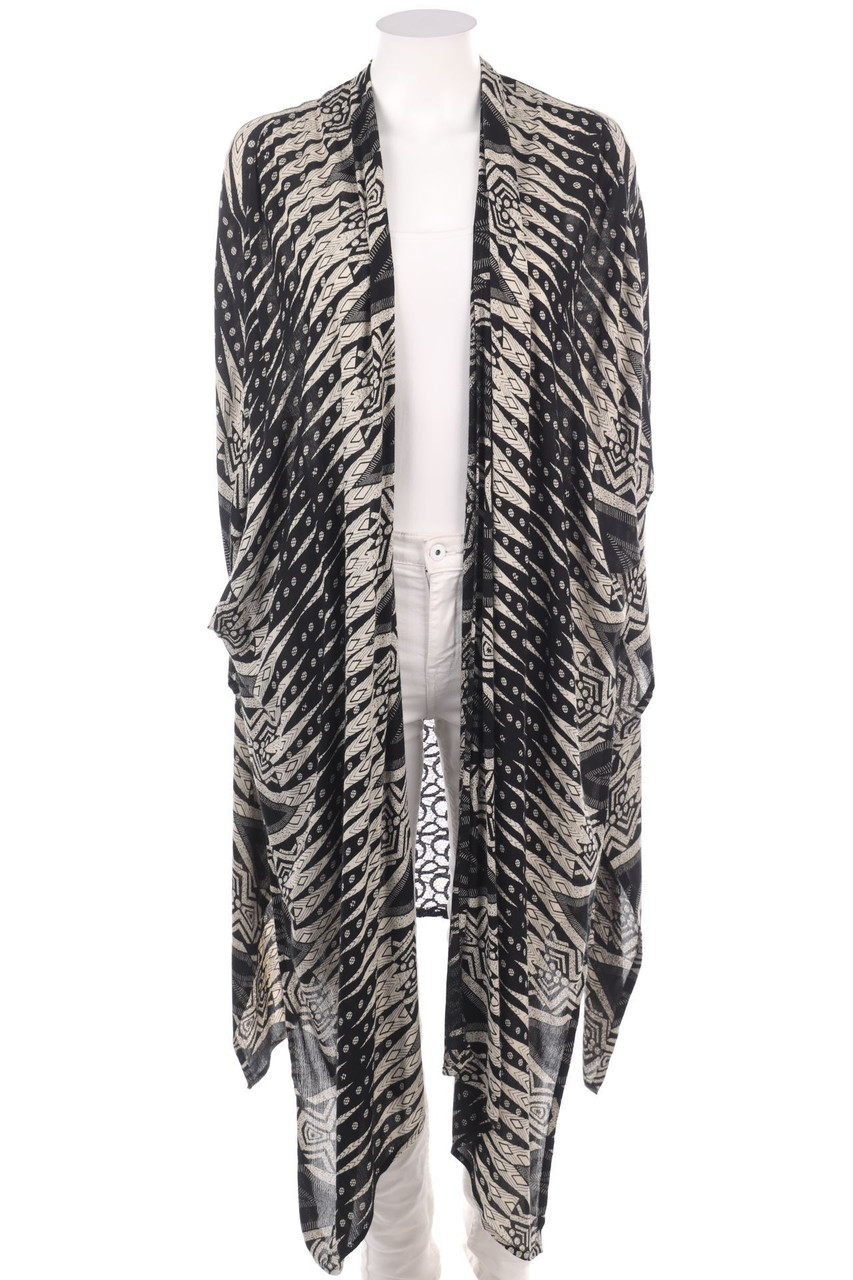 No Label - Patterned Kimono with Lace Insert - ONE SIZE