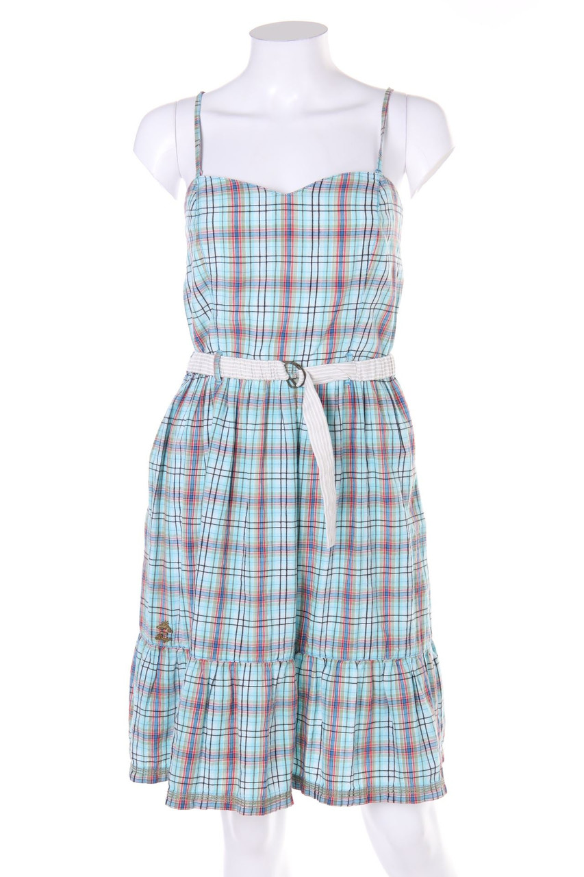 KHUJO - Strap-Dress, Cotton with Logo Plaque - M