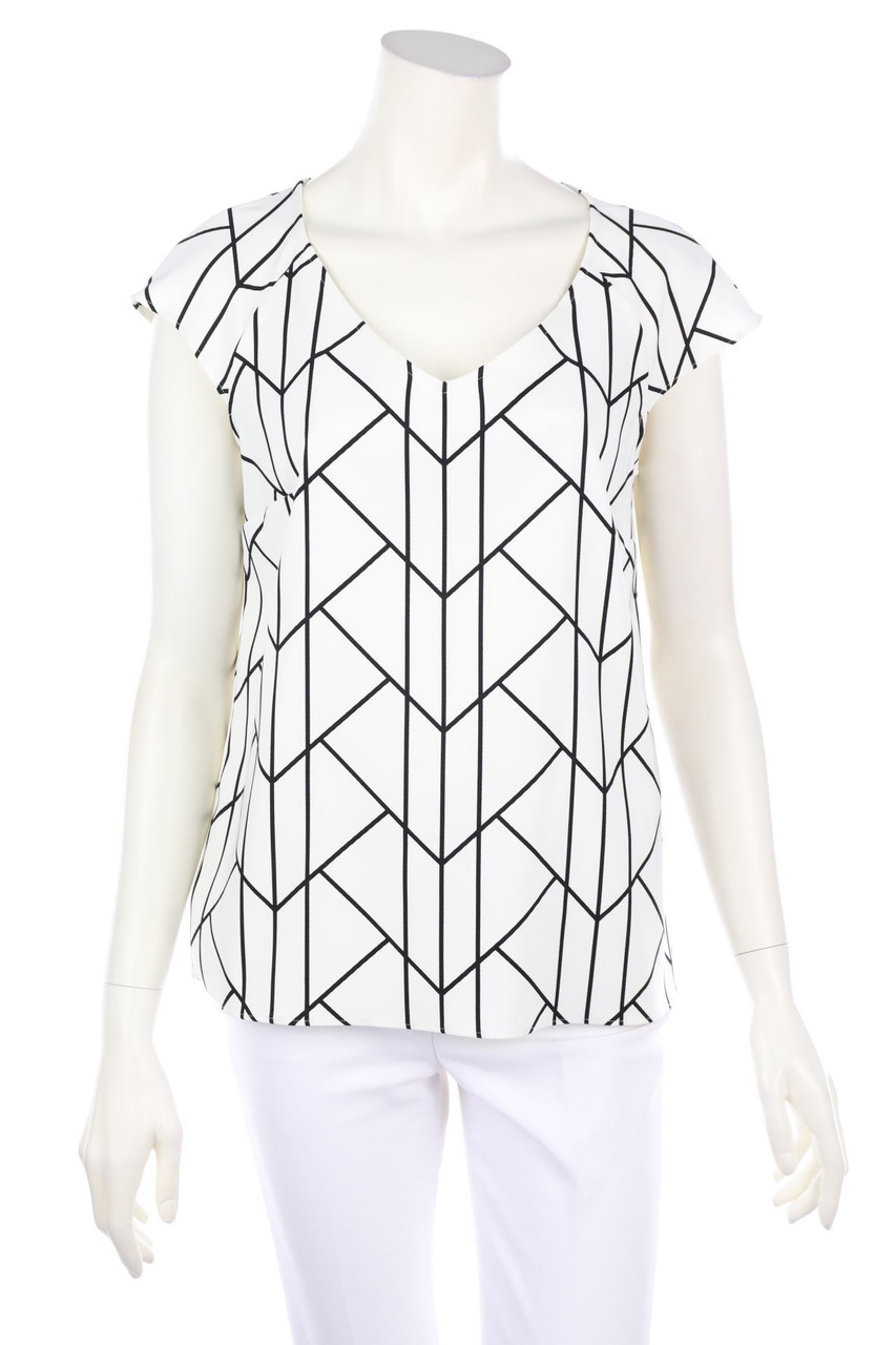 UN JOUR AILLEURS - Blouse Top with Geo Print - M
