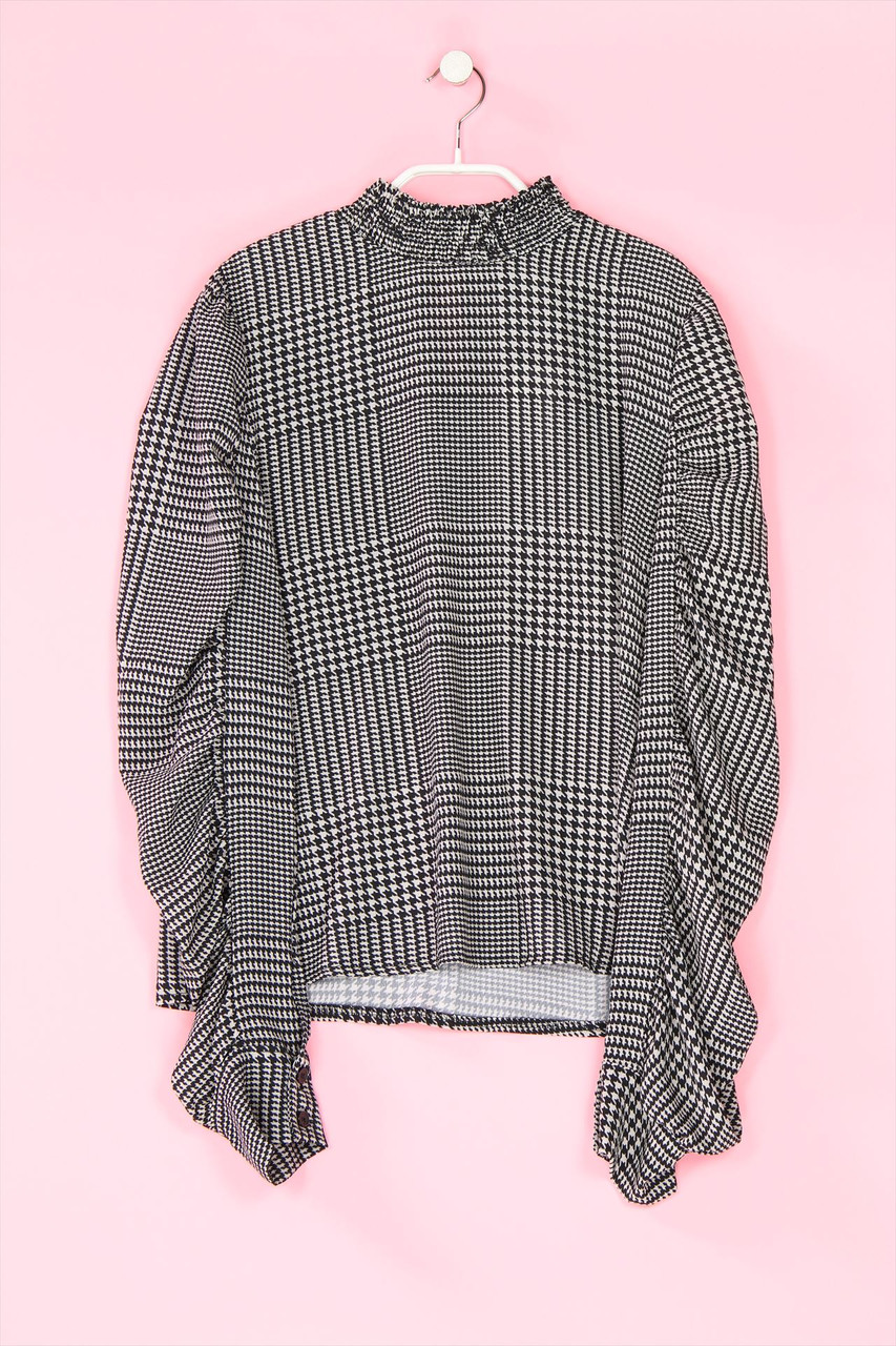 zebra - Patterned Blouse with Ruffles - S