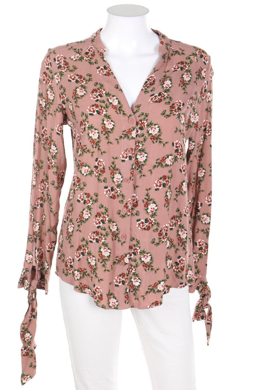 Chicorée - Shirt Blouse, Viscose with Flower Print with Bow - S
