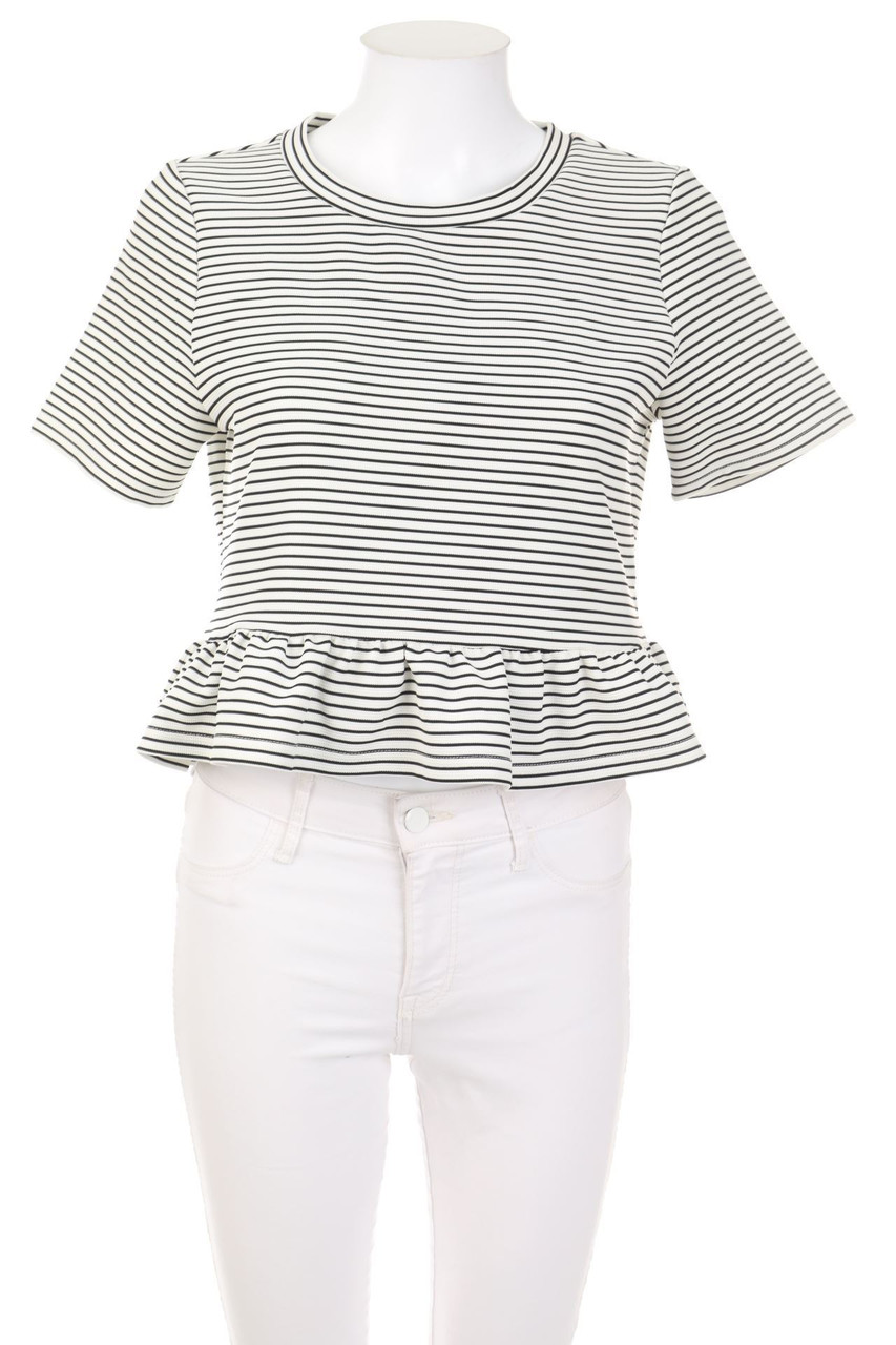 H&M DIVIDED - Kurzarm-Shirt mit Streifen mit Volants - S