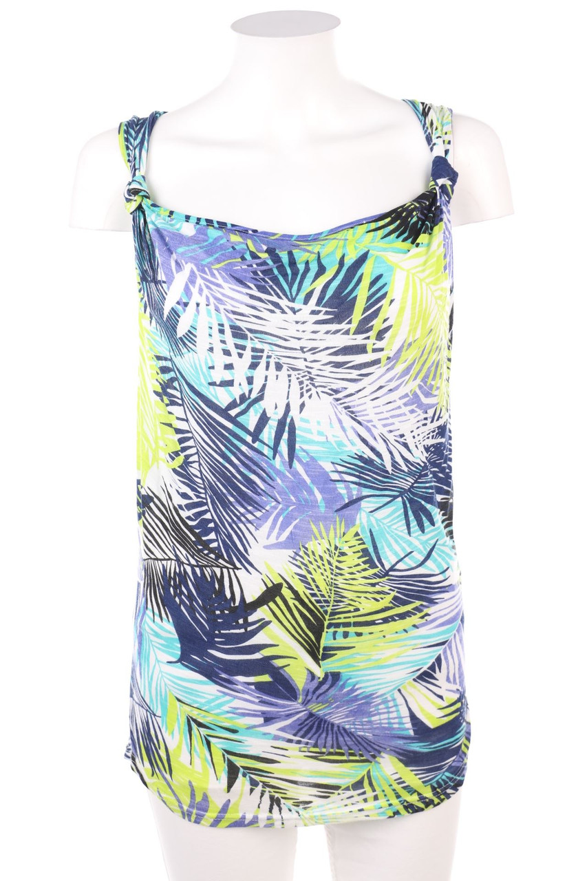 maddison - Top, Viscose with Tropical Print with Lace - S