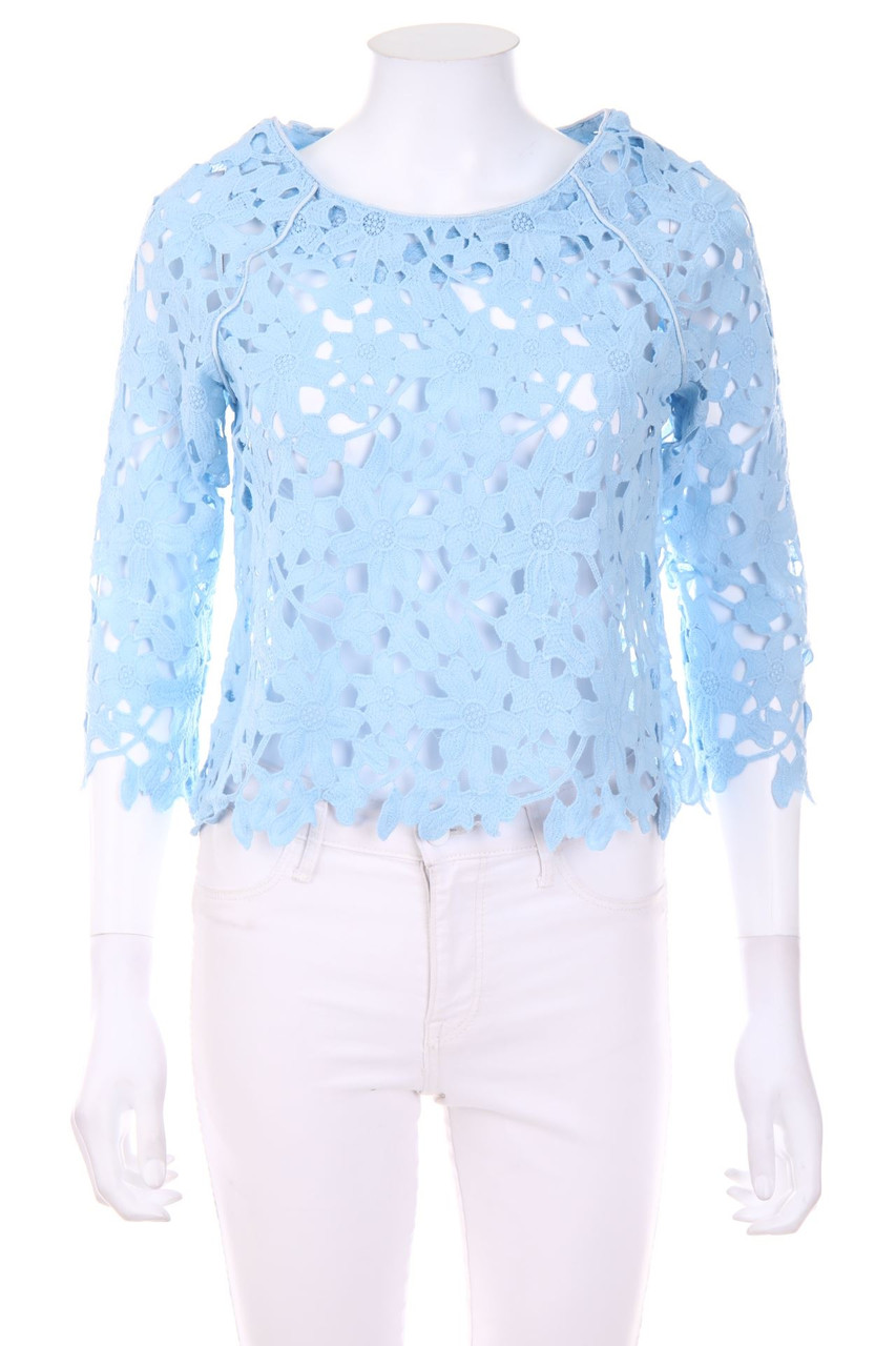 No Label - Cropped-3/4-Sleeve Shirt, Lace - S