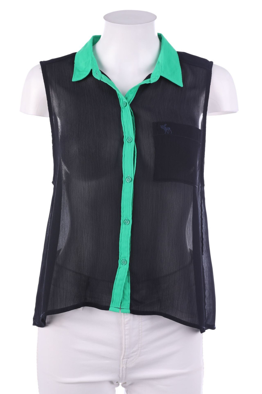 Abercrombie & Fitch - Sleeveless Shirt Blouse with Logo-Stitching - XS