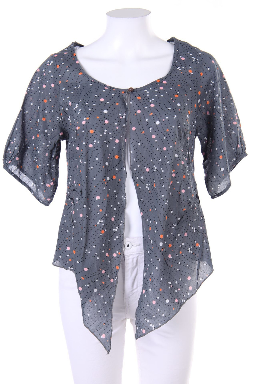 Aller Simplement - Cotton Cardigan with Small Dots with Pin-tucks - M