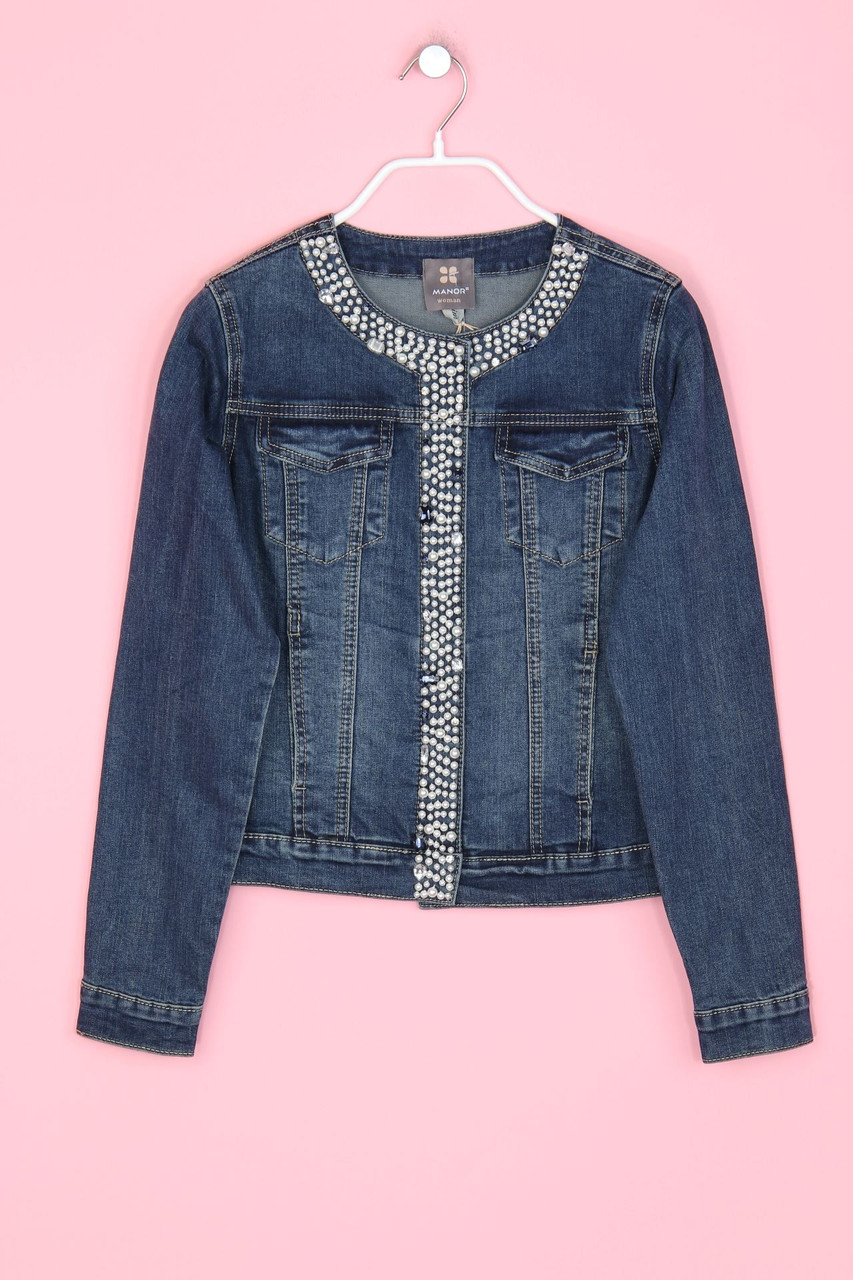 MANOR woman - Denim Jacket with Pearls - S