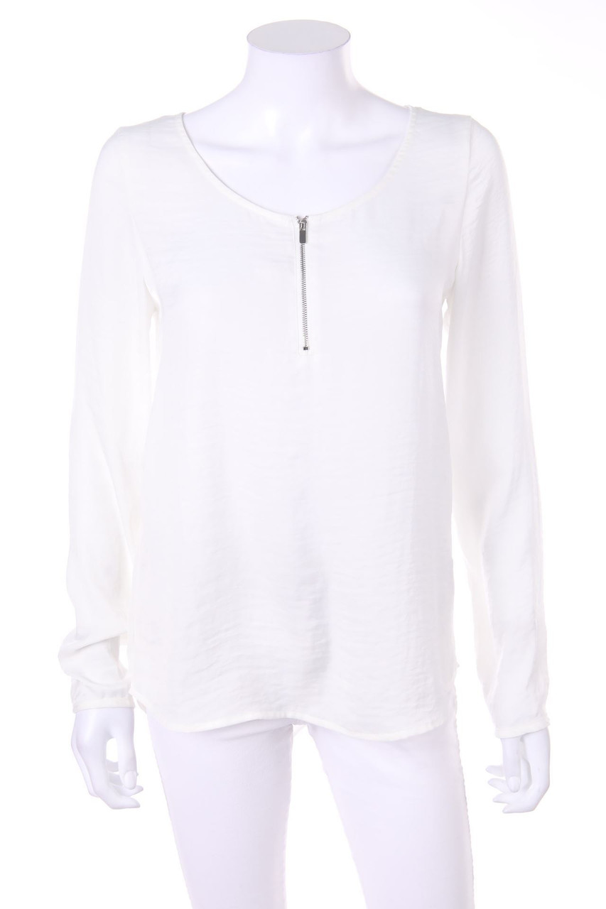 zebra - Satin Blouse with Zipper - S