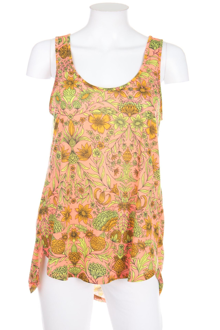 H&M CONSCIOUS - Vokuhila-Top mit Blumen-Print mit Falte - S