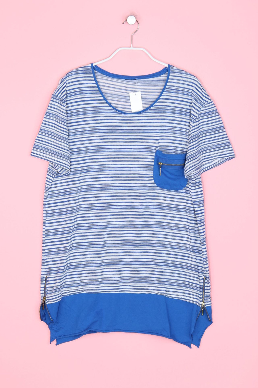No Label - Stripe Shortsleeve-Shirt, Nautical Style - XL