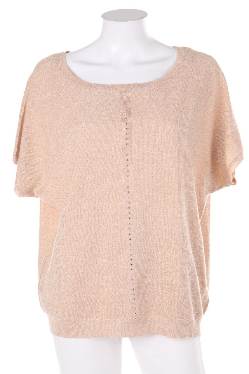 promod - Metallic-Strick-Shirt mit Strass-Steinen - D 38-40