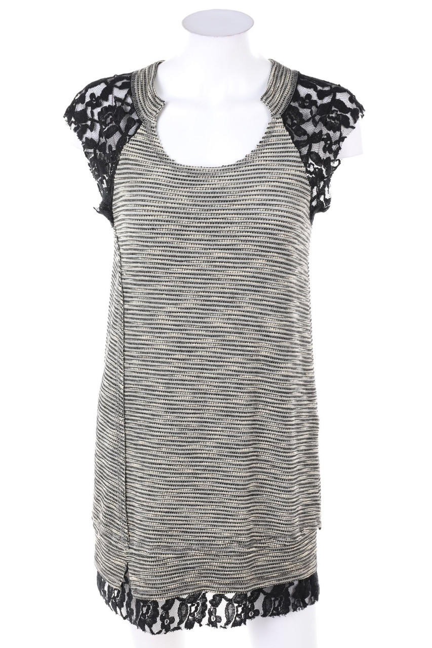 MUCH MONEY - Glitzer-Shirt mit Spitzen-Einsatz - S