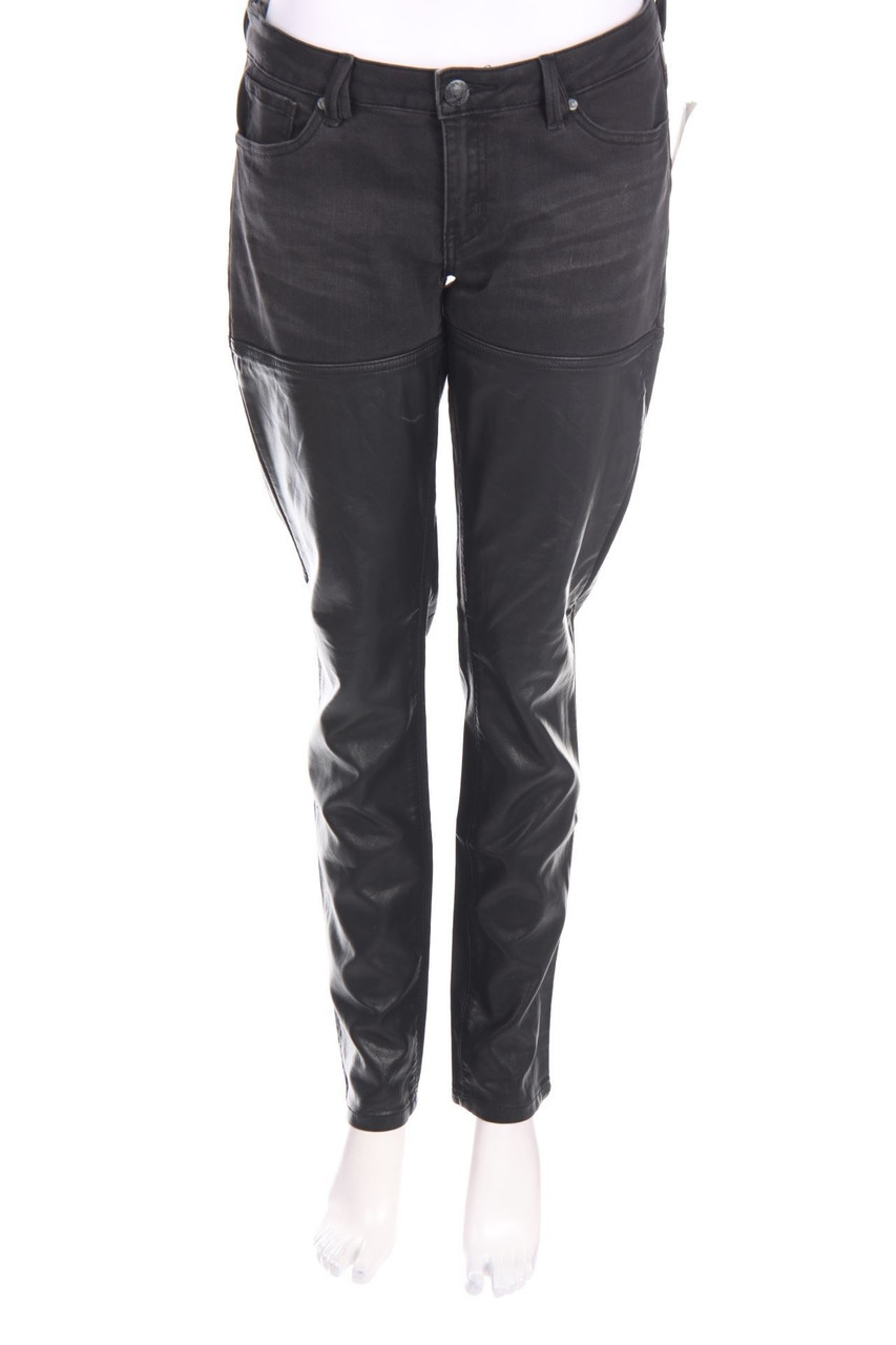 Lyla Lyla - Jeans-Hose mit Kunstleder-Details - D 42