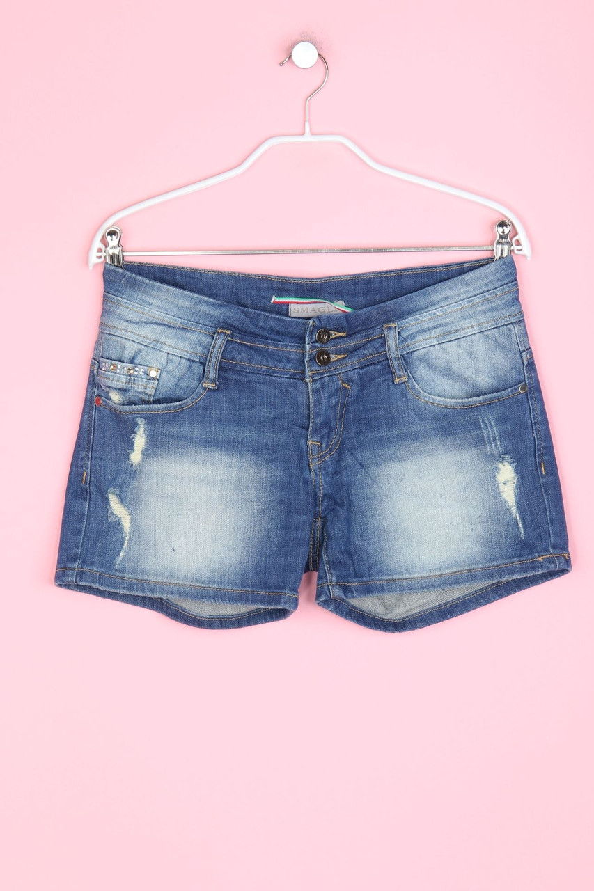 Smagli Jeans - Distressed Jeans-Shorts aus Baumwoll-Mix mit Strass-Steinen - D 38