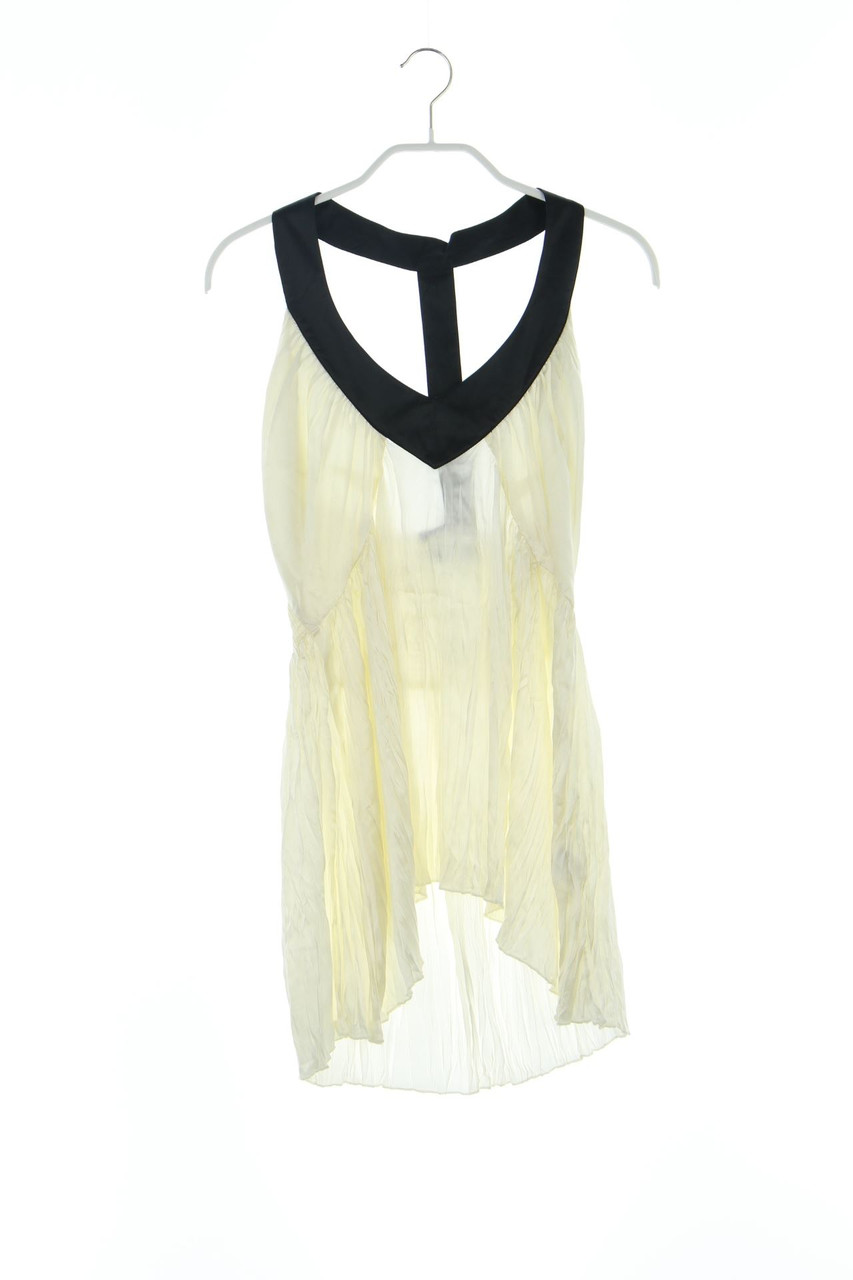 RA RE - Two Tone-Silk Top with Ruffles - L